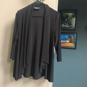 Open-Front Black Quarter Sleeve Cardi